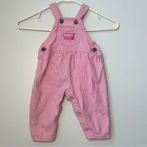 Vintage Oshkosh Pink Striped Overalls Size 6 - 9 Months